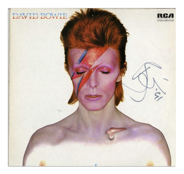 David Bowie Signed Album Cover of ''Aladdin Sane'' -- With Roger Epperson COA